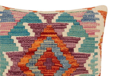 handmade Traditional Pillow Rust Blue Hand-Woven SQUARE 100% WOOL Hand woven turkish pillow2 x 2