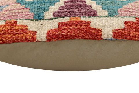 handmade Traditional Pillow Rust Blue Hand-Woven SQUARE 100% WOOL Hand woven turkish pillow2 x 2
