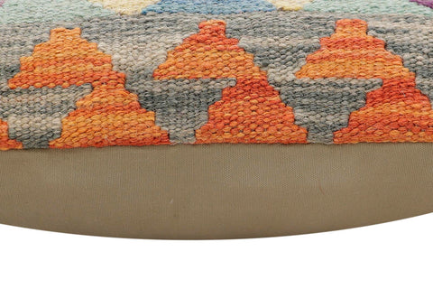 handmade Traditional Pillow Rust Blue Hand-Woven SQUARE 100% WOOL  Hand woven turkish pillow  2 x 2