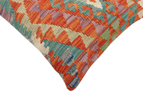 handmade Traditional Pillow Rust Blue Hand-Woven SQUARE 100% WOOL  Hand woven turkish pillow  2 x 2