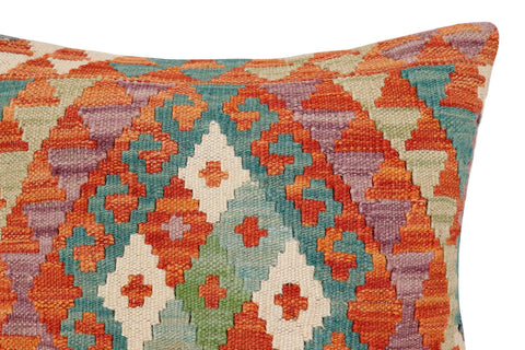 handmade Traditional Pillow Rust Blue Hand-Woven SQUARE 100% WOOL  Hand woven turkish pillow  2 x 2