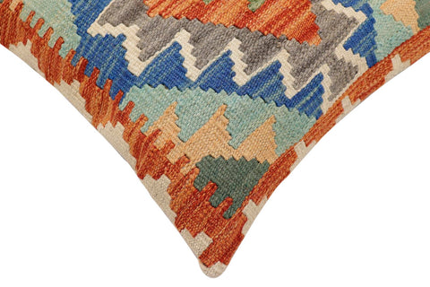 handmade Traditional Pillow Rust Blue Hand-Woven SQUARE 100% WOOL Hand woven turkish pillow2 x 2