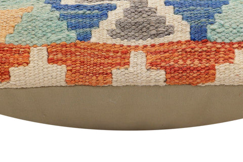 handmade Traditional Pillow Rust Blue Hand-Woven SQUARE 100% WOOL Hand woven turkish pillow2 x 2