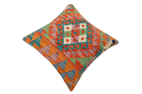 handmade Traditional Pillow Rust Blue Hand-Woven SQUARE 100% WOOL Hand woven turkish pillow2 x 2