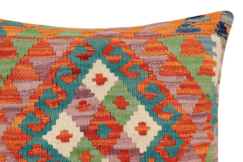handmade Traditional Pillow Rust Blue Hand-Woven SQUARE 100% WOOL Hand woven turkish pillow2 x 2