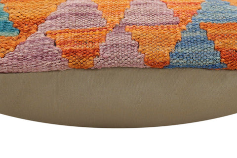 handmade Traditional Pillow Rust Blue Hand-Woven SQUARE 100% WOOL Hand woven turkish pillow2 x 2