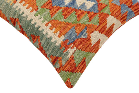 handmade Traditional Pillow Rust Blue Hand-Woven SQUARE 100% WOOL Hand woven turkish pillow2 x 2