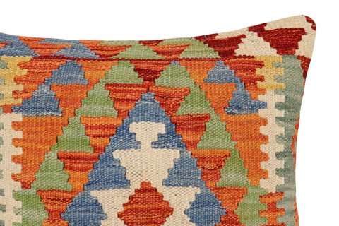 handmade Traditional Pillow Rust Blue Hand-Woven SQUARE 100% WOOL Hand woven turkish pillow2 x 2