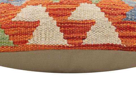 handmade Traditional Pillow Rust Blue Hand-Woven SQUARE 100% WOOL Hand woven turkish pillow2 x 2
