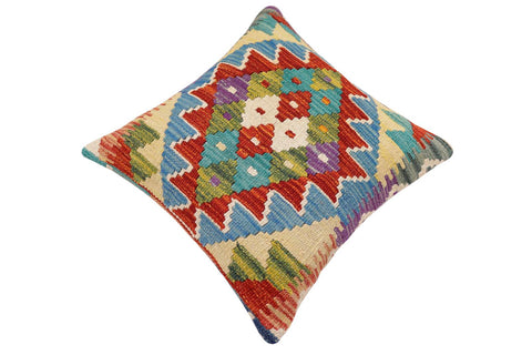 handmade Traditional Pillow Rust Blue Hand-Woven SQUARE 100% WOOL Hand woven turkish pillow2 x 2