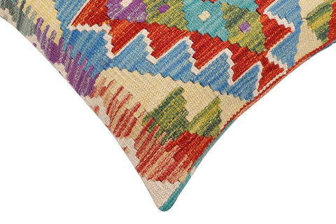 handmade Traditional Pillow Rust Blue Hand-Woven SQUARE 100% WOOL Hand woven turkish pillow2 x 2