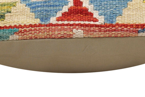 handmade Traditional Pillow Rust Blue Hand-Woven SQUARE 100% WOOL Hand woven turkish pillow2 x 2