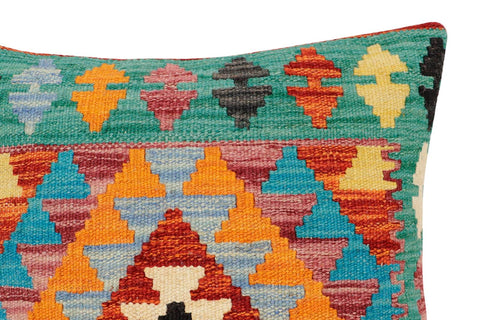 handmade Traditional Pillow Rust Blue Hand-Woven SQUARE 100% WOOL Hand woven turkish pillow2 x 2