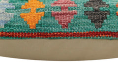 handmade Traditional Pillow Rust Blue Hand-Woven SQUARE 100% WOOL Hand woven turkish pillow2' x 2'