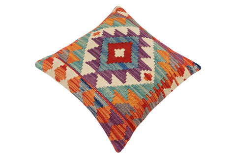 handmade Traditional Pillow Rust Blue Hand-Woven SQUARE 100% WOOL Hand woven turkish pillow2 x 2