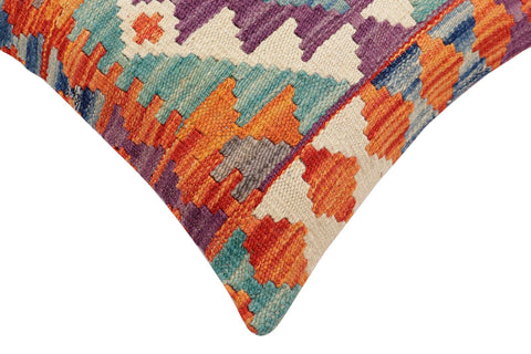 handmade Traditional Pillow Rust Blue Hand-Woven SQUARE 100% WOOL Hand woven turkish pillow2 x 2