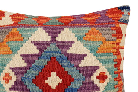 handmade Traditional Pillow Rust Blue Hand-Woven SQUARE 100% WOOL Hand woven turkish pillow2 x 2