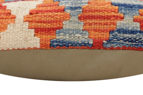 handmade Traditional Pillow Rust Blue Hand-Woven SQUARE 100% WOOL Hand woven turkish pillow2 x 2