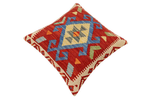 handmade Traditional Pillow Rust Blue Hand-Woven SQUARE 100% WOOL Hand woven turkish pillow2 x 2
