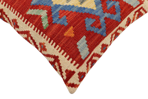 handmade Traditional Pillow Rust Blue Hand-Woven SQUARE 100% WOOL Hand woven turkish pillow2 x 2