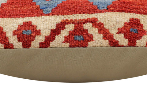 handmade Traditional Pillow Rust Blue Hand-Woven SQUARE 100% WOOL Hand woven turkish pillow2 x 2