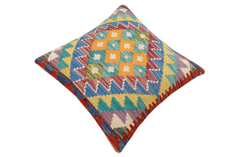 handmade Traditional Pillow Rust Blue Hand-Woven SQUARE 100% WOOL Hand woven turkish pillow2 x 2