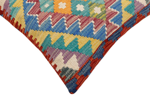 handmade Traditional Pillow Rust Blue Hand-Woven SQUARE 100% WOOL Hand woven turkish pillow2 x 2