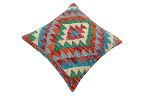 handmade Traditional Pillow Rust Blue Hand-Woven SQUARE 100% WOOL Hand woven turkish pillow2 x 2