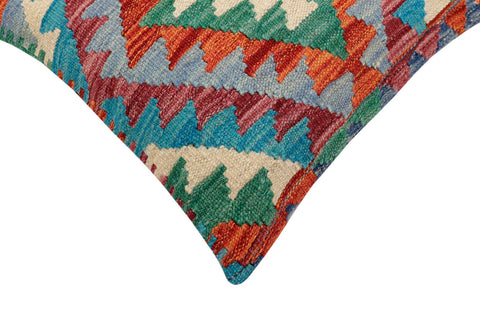 handmade Traditional Pillow Rust Blue Hand-Woven SQUARE 100% WOOL Hand woven turkish pillow2 x 2