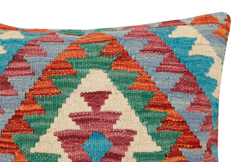 handmade Traditional Pillow Rust Blue Hand-Woven SQUARE 100% WOOL Hand woven turkish pillow2 x 2