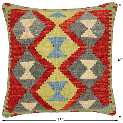 handmade Traditional Pillow Rust Blue Hand-Woven SQUARE 100% WOOL Hand woven turkish pillow2 x 2