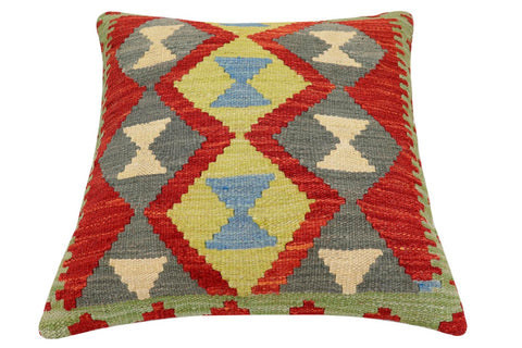 handmade Traditional Pillow Rust Blue Hand-Woven SQUARE 100% WOOL Hand woven turkish pillow2 x 2