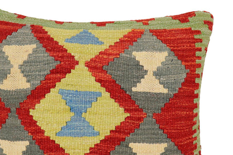 handmade Traditional Pillow Rust Blue Hand-Woven SQUARE 100% WOOL Hand woven turkish pillow2 x 2