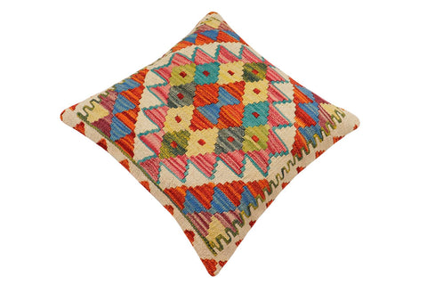 handmade Traditional Pillow Rust Blue Hand-Woven SQUARE 100% WOOL Hand woven turkish pillow2 x 2