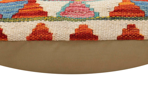 handmade Traditional Pillow Rust Blue Hand-Woven SQUARE 100% WOOL Hand woven turkish pillow2 x 2
