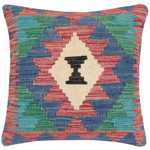 handmade Traditional Pillow Burgundy Blue Hand-Woven SQUARE 100% WOOL Hand woven turkish pillow2 x 2