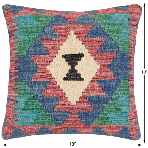 handmade Traditional Pillow Burgundy Blue Hand-Woven SQUARE 100% WOOL Hand woven turkish pillow2 x 2