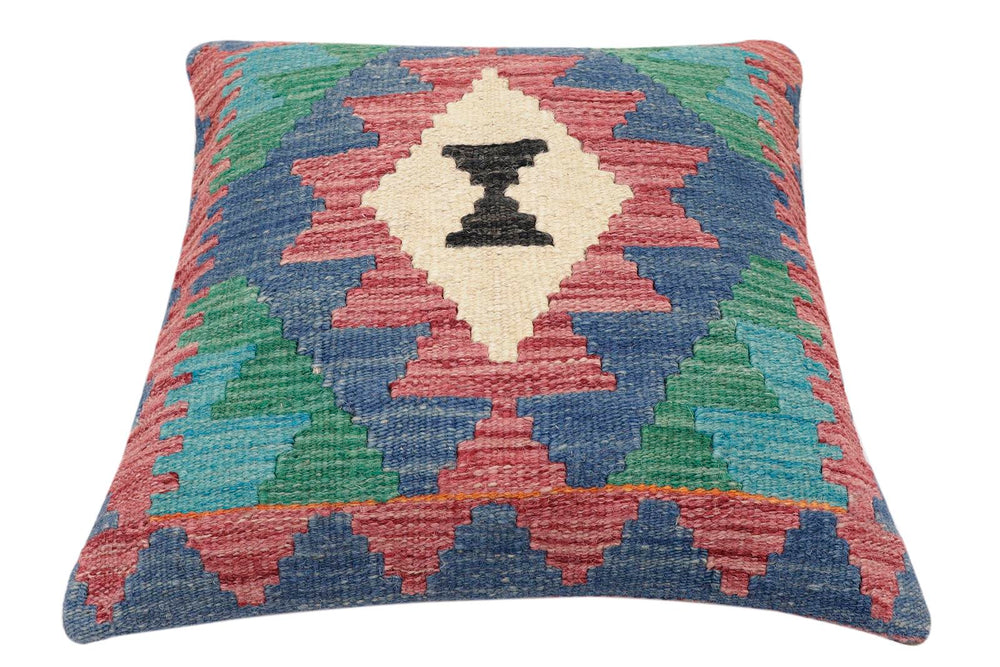handmade Traditional Pillow Burgundy Blue Hand-Woven SQUARE 100% WOOL Hand woven turkish pillow2' x 2'