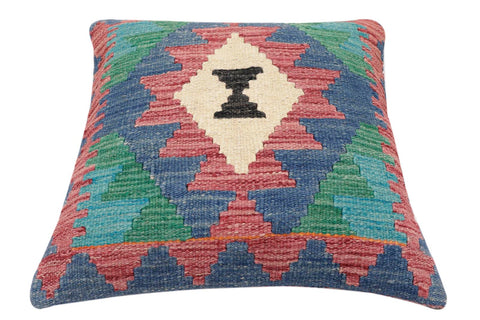 handmade Traditional Pillow Burgundy Blue Hand-Woven SQUARE 100% WOOL Hand woven turkish pillow2 x 2