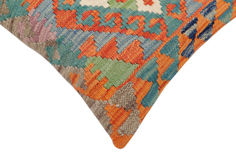 handmade Traditional Pillow Rust Blue Hand-Woven SQUARE 100% WOOL Hand woven turkish pillow2 x 2