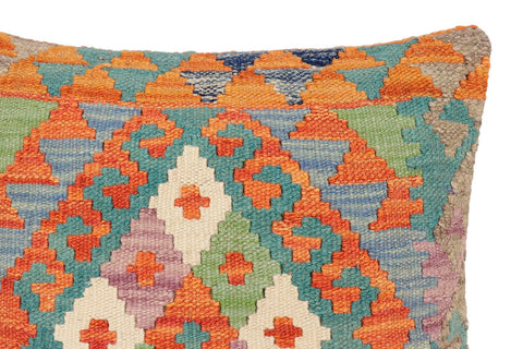 handmade Traditional Pillow Rust Blue Hand-Woven SQUARE 100% WOOL Hand woven turkish pillow2 x 2