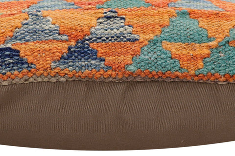 handmade Traditional Pillow Rust Blue Hand-Woven SQUARE 100% WOOL Hand woven turkish pillow2 x 2