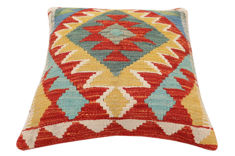 handmade Traditional Pillow Rust Blue Hand-Woven SQUARE 100% WOOL Hand woven turkish pillow2 x 2