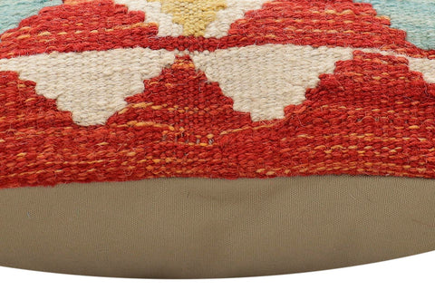 handmade Traditional Pillow Rust Blue Hand-Woven SQUARE 100% WOOL Hand woven turkish pillow2 x 2