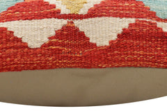 handmade Traditional Pillow Rust Blue Hand-Woven SQUARE 100% WOOL Hand woven turkish pillow2' x 2'