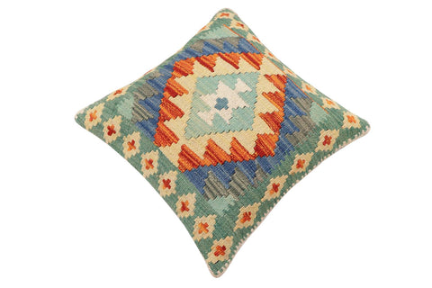 handmade Traditional Pillow Rust Blue Hand-Woven SQUARE 100% WOOL Hand woven turkish pillow2 x 2