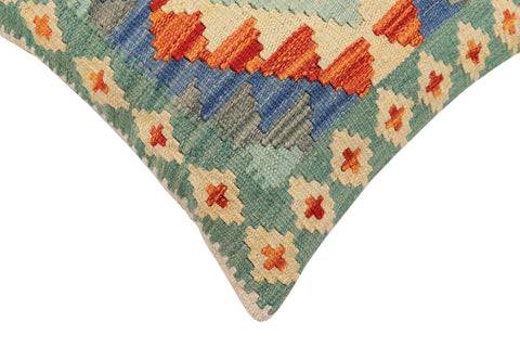 handmade Traditional Pillow Rust Blue Hand-Woven SQUARE 100% WOOL Hand woven turkish pillow2 x 2