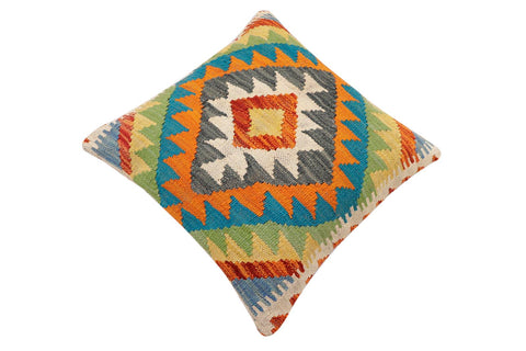 handmade Traditional Pillow Rust Blue Hand-Woven SQUARE 100% WOOL Hand woven turkish pillow2 x 2