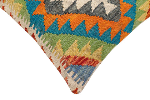 handmade Traditional Pillow Rust Blue Hand-Woven SQUARE 100% WOOL Hand woven turkish pillow2 x 2