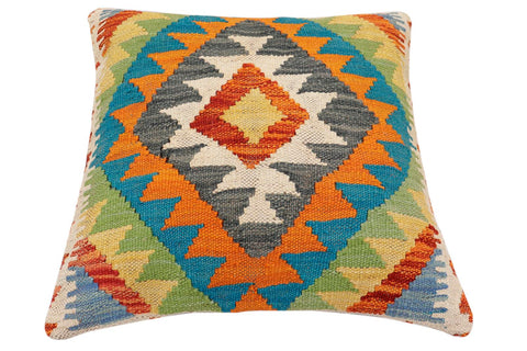 handmade Traditional Pillow Rust Blue Hand-Woven SQUARE 100% WOOL Hand woven turkish pillow2 x 2